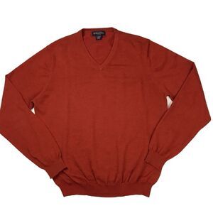 Brooks Brothers Stretch Merino Wool Blend Red/Merlo V Neck Knit Sweater Men’s L
